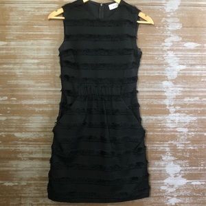 A.L.C. Fringe Striped Black Dress